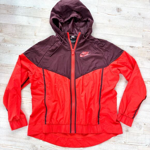 Nike Sportswear Women's Colorblock Windrunner Jacket | Coral/Eggplant Large - Picture 1 of 7